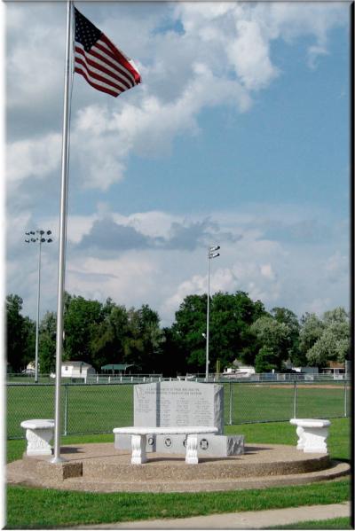 Memorial to the fallen, located at Rieff Baseball Park, Prairie Grove.
