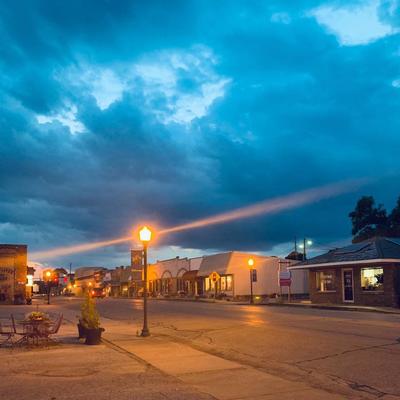 Downtown Prairie Grove at dusk